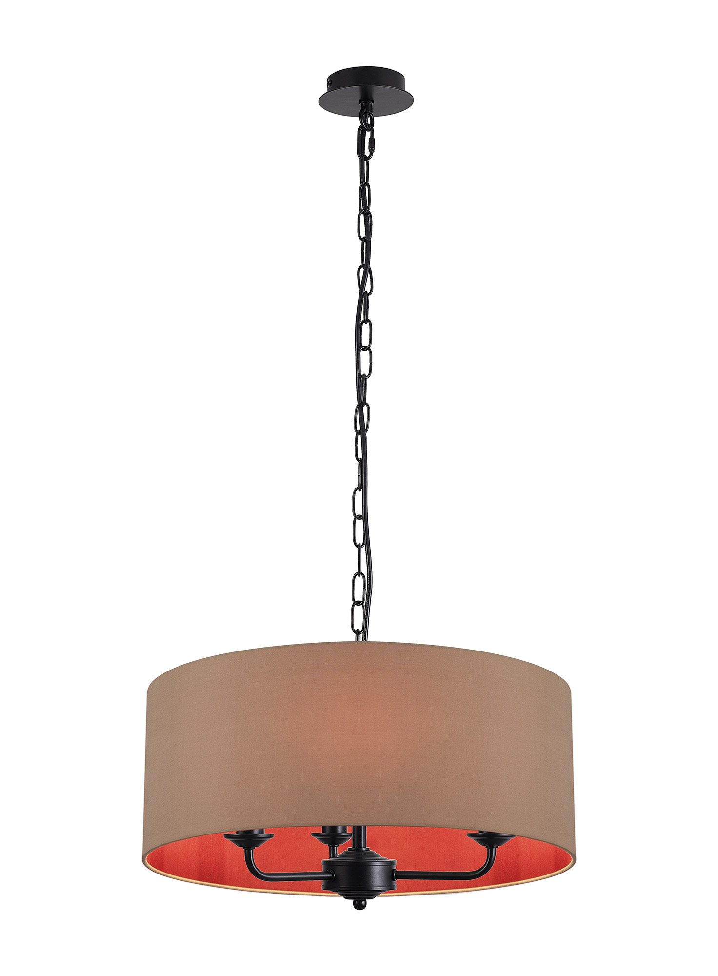 Banyan 50cm 3 Light Pendant Matt Black, Antique Gold/Ruby DK1033  Deco Banyan